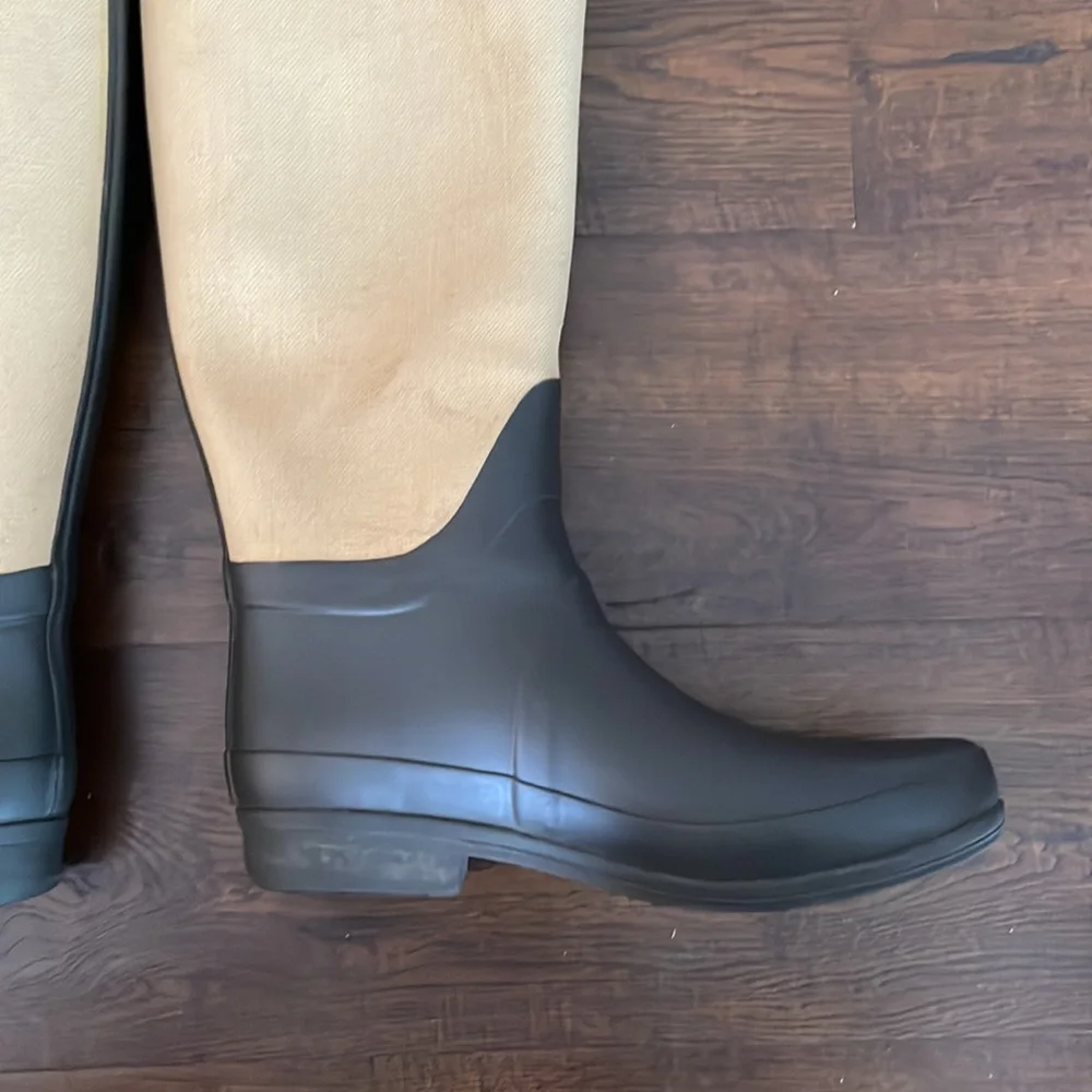 Hunter Tall Beige and Black Rain Boots